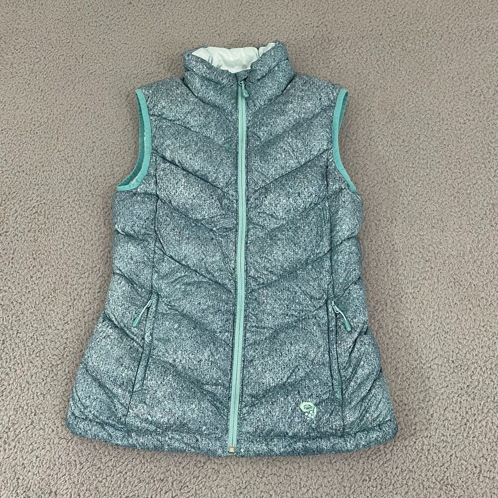Mountain Hardwear Q-Shield 650 Vest‎ Women XS Blue Duck Down Puffer Full Zip